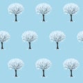 Hand drawn winter vector blooming tree made of snowflakes